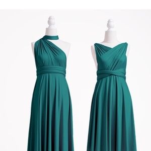 Long Green Multi Wear Convertible Dress NWOT